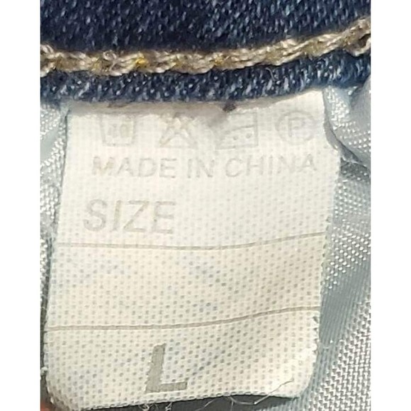 Wide Flare High Rise Distressed Raw Fringe Hem Jeans Size Large, Very Stretchy! - Picture 6 of 6